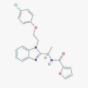 molecular formula C22H20ClN3O3 B368588 N-({1-[2-(4-chlorophenoxy)ethyl]benzimidazol-2-yl}ethyl)-2-furylcarboxamide CAS No. 920118-22-5