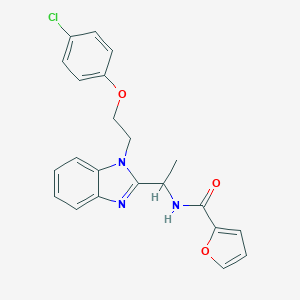 molecular formula C22H20ClN3O3 B368588 N-({1-[2-(4-Chlorphenoxy)ethyl]benzimidazol-2-yl}ethyl)-2-furylcarboxamid CAS No. 920118-22-5