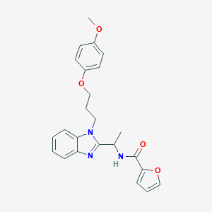 molecular formula C24H25N3O4 B368593 2-furyl-N-({1-[3-(4-methoxyphenoxy)propyl]benzimidazol-2-yl}ethyl)carboxamide CAS No. 919973-36-7