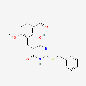 1-(3-{[2-(BENZYLSULFANYL)-4,6-DIHYDROXYPYRIMIDIN-5-YL]METHYL}-4-METHOXYPHENYL)ETHAN-1-ONE