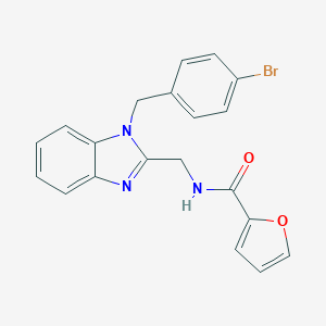molecular formula C20H16BrN3O2 B368602 N-({1-[(4-bromophenyl)methyl]benzimidazol-2-yl}methyl)-2-furylcarboxamide CAS No. 920113-51-5