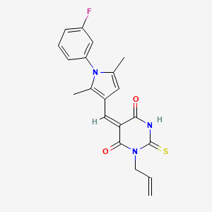 (5E)-5-{[1-(3-fluorophenyl)-2,5-dimethyl-1H-pyrrol-3-yl]methylidene}-1-(prop-2-en-1-yl)-2-thioxodihydropyrimidine-4,6(1H,5H)-dione