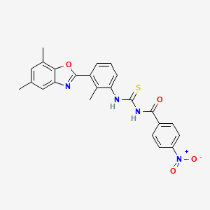 N-({[3-(5,7-dimethyl-1,3-benzoxazol-2-yl)-2-methylphenyl]amino}carbonothioyl)-4-nitrobenzamide