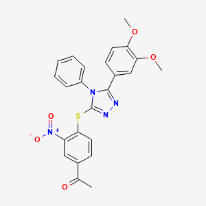 1-(4-{[5-(3,4-DIMETHOXYPHENYL)-4-PHENYL-4H-1,2,4-TRIAZOL-3-YL]SULFANYL}-3-NITROPHENYL)ETHAN-1-ONE