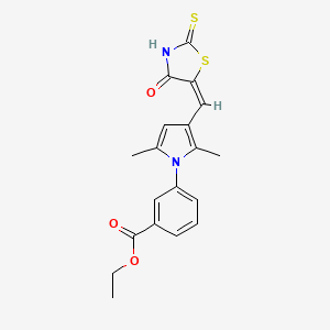 ETHYL 3-(2,5-DIMETHYL-3-{[(5E)-4-OXO-2-SULFANYLIDENE-1,3-THIAZOLIDIN-5-YLIDENE]METHYL}-1H-PYRROL-1-YL)BENZOATE