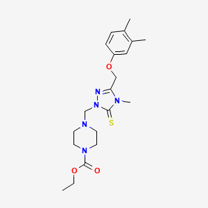 molecular formula C20H29N5O3S B3686155 ethyl 4-({3-[(3,4-dimethylphenoxy)methyl]-4-methyl-5-thioxo-4,5-dihydro-1H-1,2,4-triazol-1-yl}methyl)-1-piperazinecarboxylate 