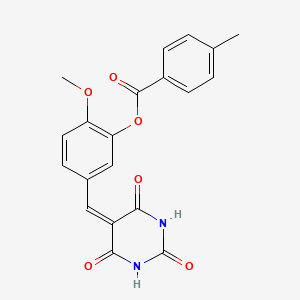 2-METHOXY-5-[(2,4,6-TRIOXO-1,3-DIAZINAN-5-YLIDENE)METHYL]PHENYL 4-METHYLBENZOATE