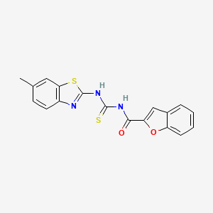 molecular formula C18H13N3O2S2 B3686241 3-(1-Benzofuran-2-carbonyl)-1-(6-methyl-1,3-benzothiazol-2-YL)thiourea 