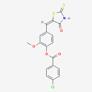 2-methoxy-4-[(4-oxo-2-thioxo-1,3-thiazolidin-5-ylidene)methyl]phenyl 4-chlorobenzoate