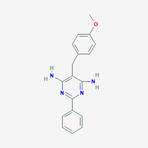molecular formula C18H18N4O B368668 6-Amino-5-(4-methoxybenzyl)-2-phenyl-4-pyrimidinylamine CAS No. 163590-00-9