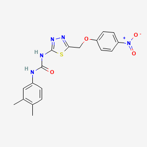 molecular formula C18H17N5O4S B3686858 1-(3,4-Dimethylphenyl)-3-{5-[(4-nitrophenoxy)methyl]-1,3,4-thiadiazol-2-yl}urea 