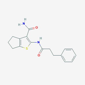 molecular formula C17H18N2O2S B368687 2-[(3-phenylpropanoyl)amino]-5,6-dihydro-4H-cyclopenta[b]thiophene-3-carboxamide CAS No. 448931-91-7