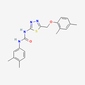 molecular formula C20H22N4O2S B3687114 1-{5-[(2,4-Dimethylphenoxy)methyl]-1,3,4-thiadiazol-2-yl}-3-(3,4-dimethylphenyl)urea 