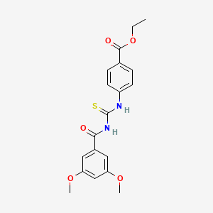 molecular formula C19H20N2O5S B3687388 Ethyl 4-({[(3,5-dimethoxyphenyl)carbonyl]carbamothioyl}amino)benzoate 