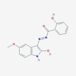 molecular formula C16H13N3O4 B368752 2-hydroxy-N'-[(3Z)-5-methoxy-2-oxo-1,2-dihydro-3H-indol-3-ylidene]benzohydrazide CAS No. 441744-44-1