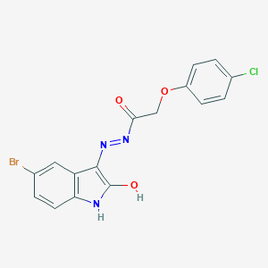 N'-[(3Z)-5-bromo-2-oxo-1,2-dihydro-3H-indol-3-ylidene]-2-(4-chlorophenoxy)acetohydrazide