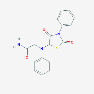 molecular formula C18H17N3O3S B368804 2-[(2,4-Dioxo-3-phenyl-thiazolidin-5-yl)-p-tolyl-amino]-acetamide CAS No. 459790-31-9