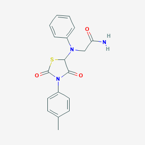 molecular formula C18H17N3O3S B368805 2-{[3-(4-Methylphenyl)-2,4-dioxo-1,3-thiazolidin-5-yl]anilino}acetamide CAS No. 354124-80-4