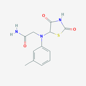 molecular formula C12H13N3O3S B368827 2-[(2,4-Dioxo-thiazolidin-5-yl)-m-tolyl-amino]-acetamide CAS No. 470691-77-1