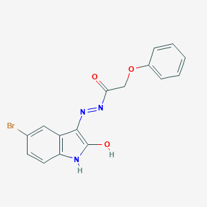 molecular formula C16H12BrN3O3 B368875 (E)-N'-(5-bromo-2-oxoindolin-3-ylidene)-2-phenoxyacetohydrazide CAS No. 84816-32-0