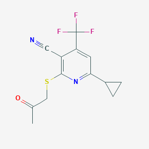 molecular formula C13H11F3N2OS B368894 6-环丙基-2-[(2-氧代丙基)硫基]-4-(三氟甲基)吡啶-3-碳腈 CAS No. 625377-44-8