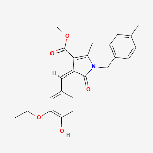 molecular formula C24H25NO5 B3689065 METHYL (4Z)-4-[(3-ETHOXY-4-HYDROXYPHENYL)METHYLIDENE]-2-METHYL-1-[(4-METHYLPHENYL)METHYL]-5-OXO-4,5-DIHYDRO-1H-PYRROLE-3-CARBOXYLATE 