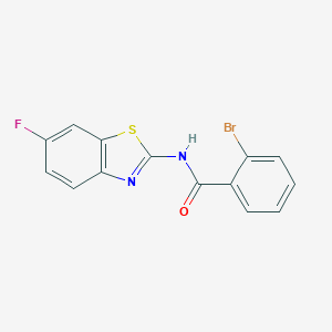 molecular formula C14H8BrFN2OS B368921 2-bromo-N-(6-fluoro-1,3-benzothiazol-2-yl)benzamide CAS No. 476297-70-8