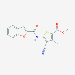 molecular formula C17H12N2O4S B368938 Methyl 5-[(1-benzofuran-2-ylcarbonyl)amino]-4-cyano-3-methyl-2-thiophenecarboxylate CAS No. 445415-76-9