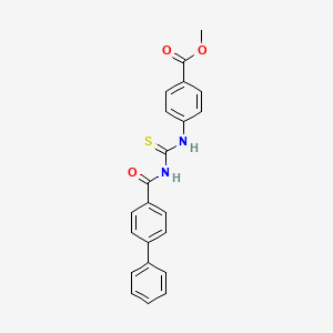 molecular formula C22H18N2O3S B3689457 Methyl 4-{[(biphenyl-4-ylcarbonyl)carbamothioyl]amino}benzoate 