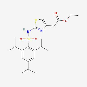 molecular formula C22H32N2O4S2 B3689574 ETHYL 2-{2-[2,4,6-TRIS(PROPAN-2-YL)BENZENESULFONAMIDO]-1,3-THIAZOL-4-YL}ACETATE 