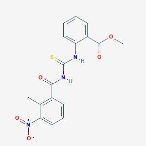 molecular formula C17H15N3O5S B3689610 Methyl 2-({[(2-methyl-3-nitrophenyl)carbonyl]carbamothioyl}amino)benzoate 