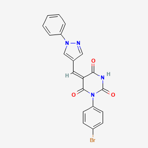 (5E)-1-(4-bromophenyl)-5-[(1-phenylpyrazol-4-yl)methylidene]-1,3-diazinane-2,4,6-trione