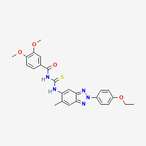 N-{[2-(4-ethoxyphenyl)-6-methyl-2H-benzotriazol-5-yl]carbamothioyl}-3,4-dimethoxybenzamide