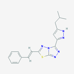 3-(3-isobutyl-1H-pyrazol-5-yl)-6-[(E)-2-phenylethenyl][1,2,4]triazolo[3,4-b][1,3,4]thiadiazole