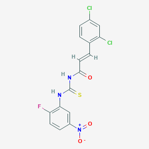 (2E)-3-(2,4-dichlorophenyl)-N-[(2-fluoro-5-nitrophenyl)carbamothioyl]prop-2-enamide