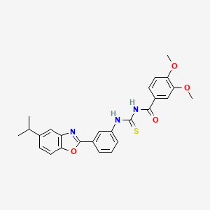 3,4-dimethoxy-N-({3-[5-(propan-2-yl)-1,3-benzoxazol-2-yl]phenyl}carbamothioyl)benzamide