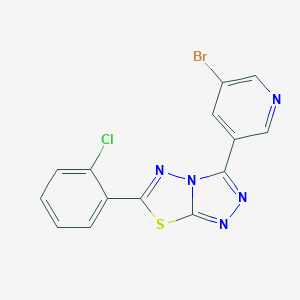 molecular formula C14H7BrClN5S B368990 3-(5-Bromo-3-pyridinyl)-6-(2-chlorophenyl)[1,2,4]triazolo[3,4-b][1,3,4]thiadiazole CAS No. 951928-88-4