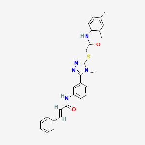 (E)-N-[3-[5-[2-(2,4-dimethylanilino)-2-oxoethyl]sulfanyl-4-methyl-1,2,4-triazol-3-yl]phenyl]-3-phenylprop-2-enamide