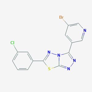 molecular formula C14H7BrClN5S B368993 3-(5-Bromo-3-pyridinyl)-6-(3-chlorophenyl)[1,2,4]triazolo[3,4-b][1,3,4]thiadiazole CAS No. 951974-01-9