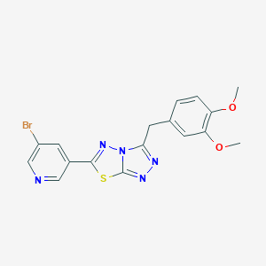 molecular formula C17H14BrN5O2S B368997 6-(5-Bromo-3-pyridinyl)-3-(3,4-dimethoxybenzyl)[1,2,4]triazolo[3,4-b][1,3,4]thiadiazole CAS No. 929961-06-8