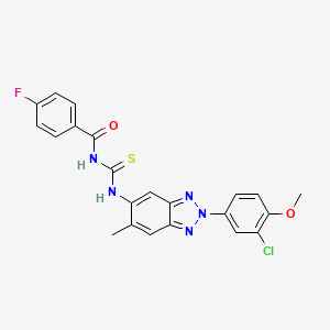 N-{[2-(3-chloro-4-methoxyphenyl)-6-methyl-2H-benzotriazol-5-yl]carbamothioyl}-4-fluorobenzamide