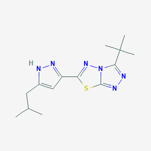 molecular formula C14H20N6S B369014 3-tert-butyl-6-(3-isobutyl-1H-pyrazol-5-yl)[1,2,4]triazolo[3,4-b][1,3,4]thiadiazole CAS No. 1033851-50-1