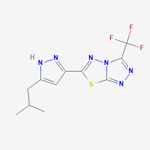 molecular formula C11H11F3N6S B369015 6-(3-isobutyl-1H-pyrazol-5-yl)-3-(trifluoromethyl)[1,2,4]triazolo[3,4-b][1,3,4]thiadiazole CAS No. 1107513-33-6