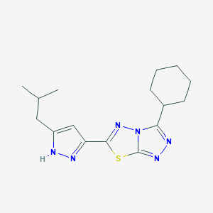 molecular formula C16H22N6S B369018 3-cyclohexyl-6-(3-isobutyl-1H-pyrazol-5-yl)[1,2,4]triazolo[3,4-b][1,3,4]thiadiazole CAS No. 1045811-32-2