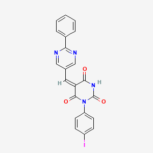 (5E)-1-(4-iodophenyl)-5-[(2-phenylpyrimidin-5-yl)methylidene]-1,3-diazinane-2,4,6-trione