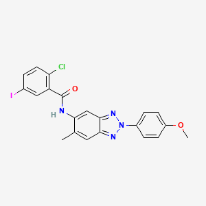 2-chloro-5-iodo-N-[2-(4-methoxyphenyl)-6-methyl-2H-benzotriazol-5-yl]benzamide