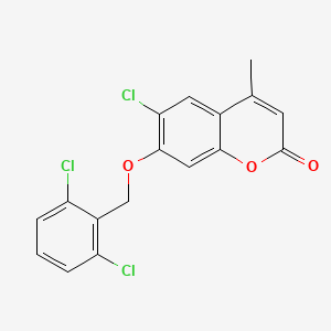 molecular formula C17H11Cl3O3 B3690389 6-CHLORO-7-[(2,6-DICHLOROPHENYL)METHOXY]-4-METHYL-2H-CHROMEN-2-ONE 