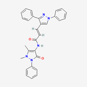 N-(1,5-dimethyl-3-oxo-2-phenyl-2,3-dihydro-1H-pyrazol-4-yl)-3-(1,3-diphenyl-1H-pyrazol-4-yl)acrylamide