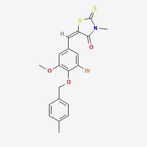 (5E)-5-{3-bromo-5-methoxy-4-[(4-methylbenzyl)oxy]benzylidene}-3-methyl-2-thioxo-1,3-thiazolidin-4-one