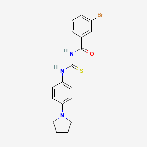 molecular formula C18H18BrN3OS B3690491 3-bromo-N-{[4-(pyrrolidin-1-yl)phenyl]carbamothioyl}benzamide 